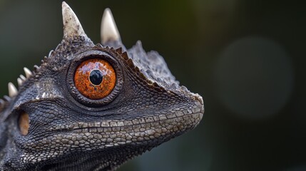 Poster -  A tight shot of a lizard's face reveals an orange eye centered in its head