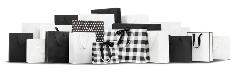 Black Friday Shopping bags isolated on white background, Banner for sales promotion, online shopping, or special offer