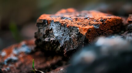 Canvas Print -  A tight shot of a rock with a plant emerging from its summit