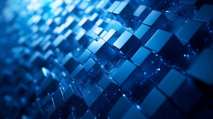 Poster - Abstract Blue Cubes Background