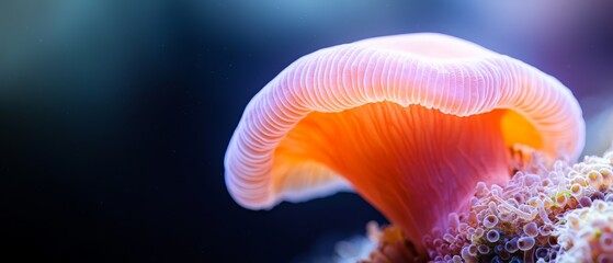 Wall Mural -  A close-up of two identical orange and white sea anemones