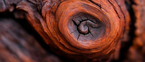 Wall Mural -  A tight shot of a wooden disk showing a circular hollow in its central core