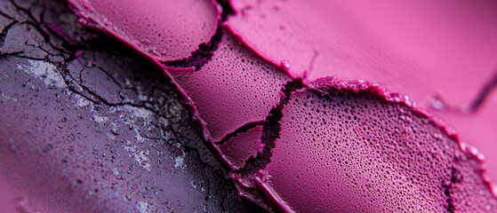 Wall Mural -  A close-up of a pink and black surface with water drops on its surface