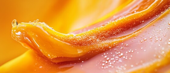 Canvas Print -  A tight shot of a banana with water beads on its peak and base