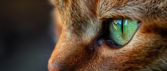 Wall Mural -  A tight shot of a cat's eye, displaying a verdant iris at its core