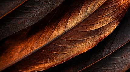 Poster -  A tight shot of intermingled brown and black feathers, with one feather positioned beneath them