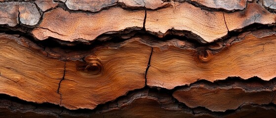 Poster -  A detailed view of hewn wood, split evenly with a centrally located hollow