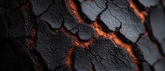 Poster -  A tight shot of tree bark bathed in orange sunlight