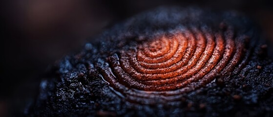 Canvas Print -  A tight shot of the red and black object's center, contrasting clear details with a blurred red and black center