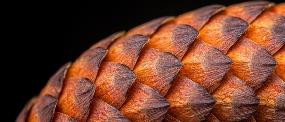 Poster -  A tight shot of an orange and brown object against a black background, with a black background beyond it