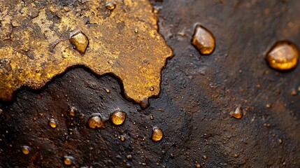 Poster -  A tight shot of a metal surface dotted with water drops