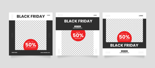 Wall Mural - black friday sale template or cyber monday sale template. promotional web banner for instagram socia