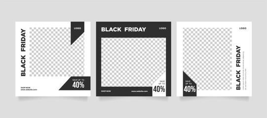 Wall Mural - black friday sale template or cyber monday sale template. promotional web banner for instagram socia