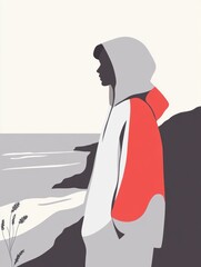 Poster - Contemporary Coastal Fashion: Minimalist Hoodie Style