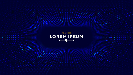 Aufkleber - Blue Synthwave Grid Tunnel. Grid Frame Retrowave Party Flyer Background. Round Tunnel Mesh Backdrop. Abstract Digital Background. Vintage Computer Virtual Reality VR Tunnel Tech Vector Illustration.