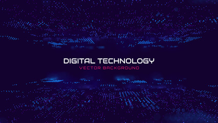 Aufkleber - Hi Tech Network Connection Grid. 3D Technology Style Baner Design. Technology Vector Illustration. Futuristic Design for Technology or Science Event. Perspective Grid with Depth of Field Effect (DOF)