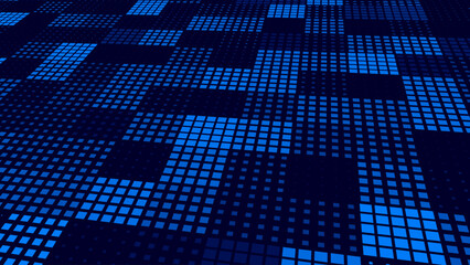 Fototapete - Abstract Digital Technology Futuristic Background. Square Pixels Halftone Pattern Tech Mosaic. Technology or Science Research Presentation Backdrop. Vector Illustration.