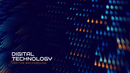 Leinwandbilder - Cyber Big Data Flow Particles Bokeh. Digital Neural Network. Concept of AI Artificial Intelligence Technology Machine Deep Learning. Digital Communication. Science Technology Presentation Vector.