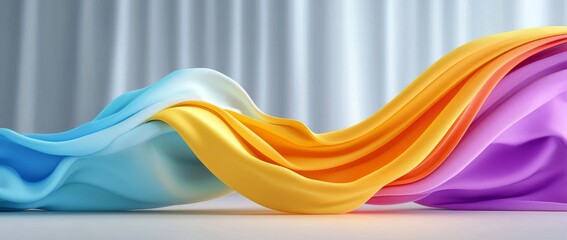 Wall Mural - the design is abstract with flowing, colorful lines and a texture that is similar to glass.