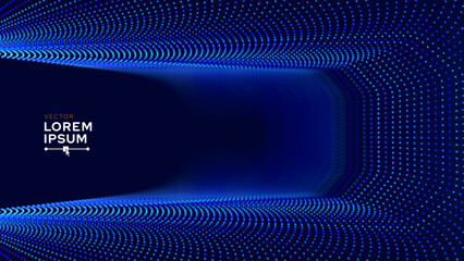 Fototapete - Metaverse VR Wireframe Room Blue Background. Vector Perspective Grid. Futuristic VR Game Geometric Backdrop. Box with Digital Cyber Space. Vector Illustration.