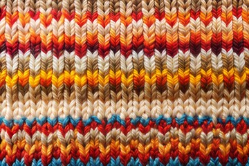 Wall Mural - Close-up of colorful stitches in knitted fabric