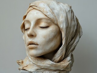 Canvas Print - Serene Sculpture of a Woman's Head