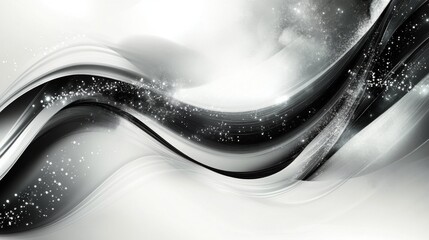 Poster - Abstract Black and White Flowing Wave Design