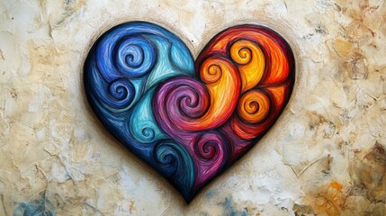 Wall Mural - Colorful Swirled Heart Art