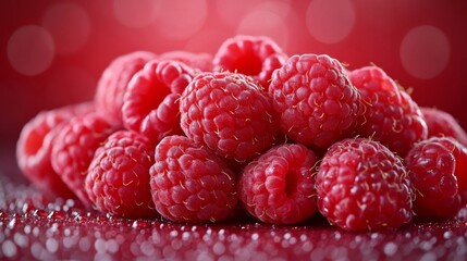 Poster - Fresh Ripe Raspberries Close-Up