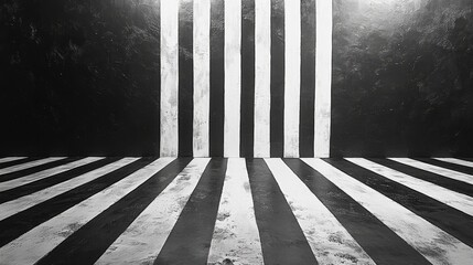 Wall Mural - Abstract Black and White Striped Room