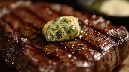 Juicy Grilled Steak with Herbed Butter Topping