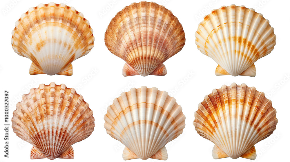 Collection set of scallop shells ocean marine isolated on transparent ...