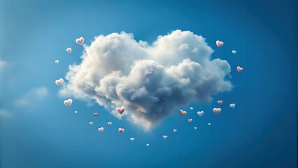 Fluffy Love Heart Clouds in the Skyline: Majestic Cloud Formations and Scenic Sky Views for Atmospheric Visuals for Poster and Digital Design Projects