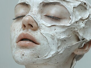 Sticker - Surreal Digital Art: Face Covered in White Mask