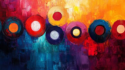 Sticker - Abstract Colorful Circles Painting