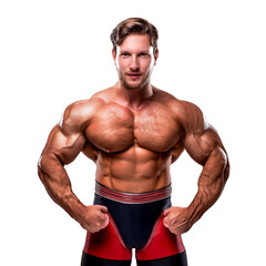 professional wrestler with a muscular body, isolated on transparent background