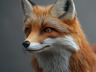 Wall Mural - Red Fox Portrait: Close Up of a Wild Animal