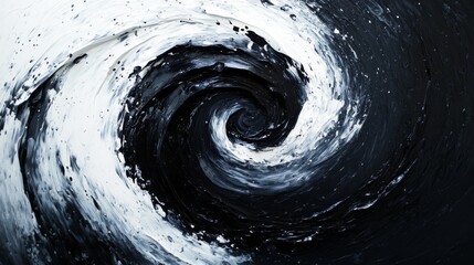 Canvas Print - Abstract black and white swirl painting