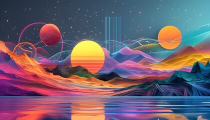 Wall Mural - Vibrant Abstract Landscapes Capturing the Essence of Diverse Music Genres in Stunning 8K Detail