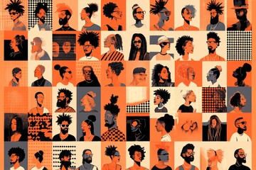 Wall Mural - creative collage of diverse faces highlighting cultural diversity individuality and artistic express