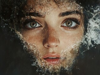 Canvas Print - Close-up Portrait of a Woman with Intriguing Expression