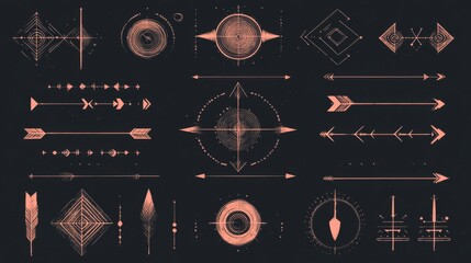 Canvas Print - Vector Geometric Arrows and Symbols