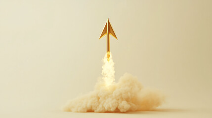 Poster - Arrow of success launching into the sky, surrounded by a cloud of smoke, symbolizing growth and achievement