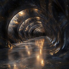 High Tech Tunnel Bathed in Illuminated Design and Architecture photo