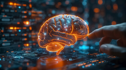 Artificial intelligence robot brain , 3D illustration of AI brain