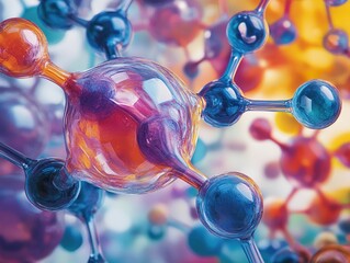 Wall Mural - Abstract Molecular Structure: Colorful Science Illustration