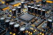 © Matvejs - Close up of an electronic circuit board featuring radio components and a chip processor