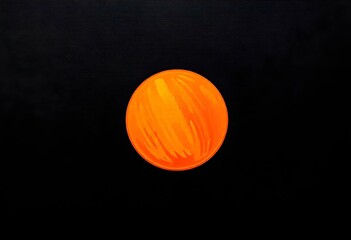 A minimalist image of a glowing orange circle on a matte black canvas, highlighting the simplicity and elegance of the color contrast create with ai