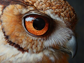 Wall Mural - Close-Up Portrait of an Owl's Eye and Feathers