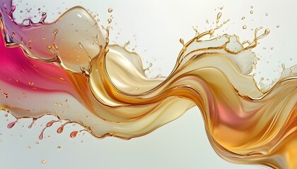 Wall Mural - Pastel Liquid Splashes with Gold Accents in an Abstract Gradient Art Design